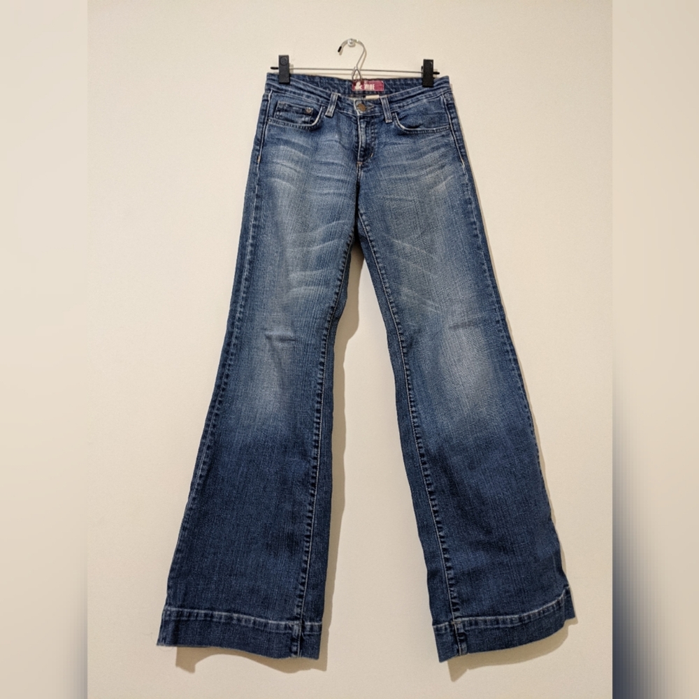 H&M wide leg low rise denim blue jeans